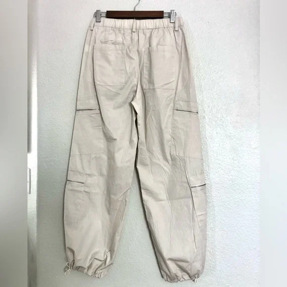 NWT Charlotte Russe Light Beige Cargo parachute Pants - Picture 11 of 11